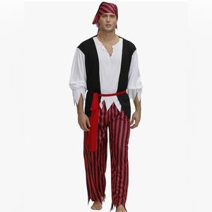 Men’s pirate costume extra large pants, shirt bandanna set